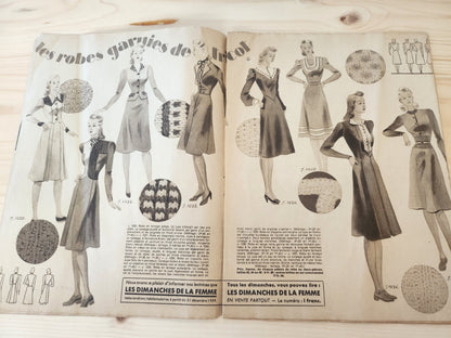 Mode du jour 1939 n°971 deux tissus c chic  robes garnies de tricot