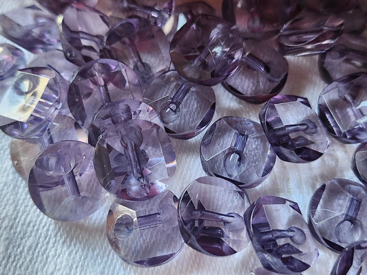 Lot 18 boutons vintage violet effet strass pied plastique 1,3 cm ref  1992