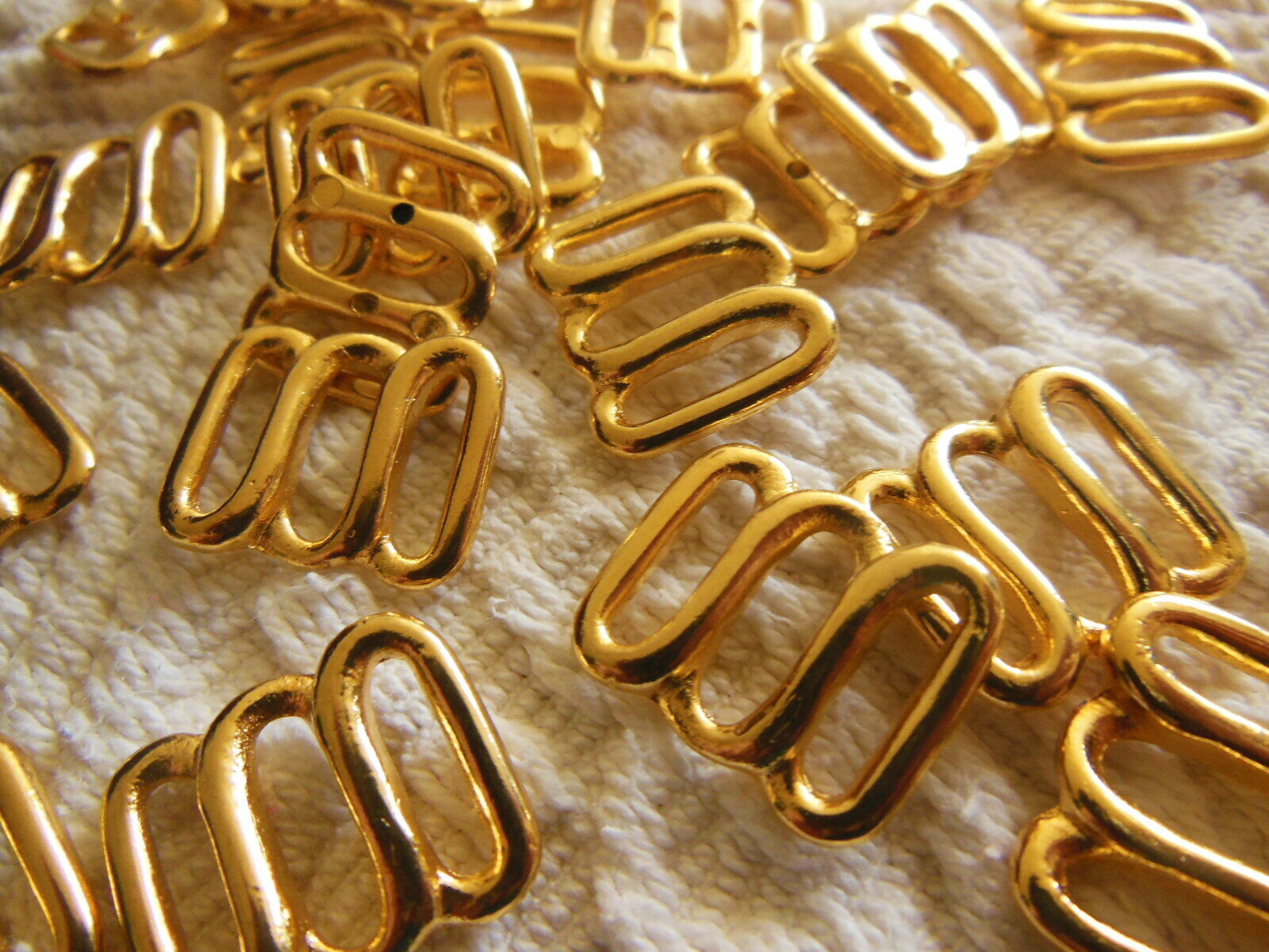 Lot  6 ornements en métal doré boucle bretelle 3 passants couture  bijoux T17