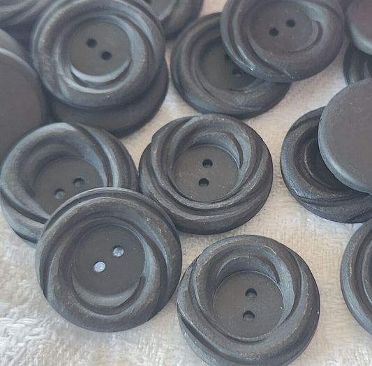 Lot 16 boutons vintage gris mat à trous 1,9 cm ref 5724