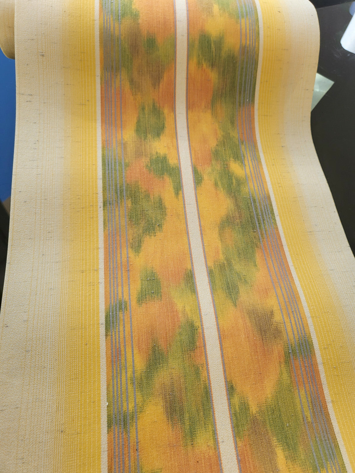 Etroit coupon de toile vintage raide tissu 6 mètres 40 sur 30 en 2 coupons B3