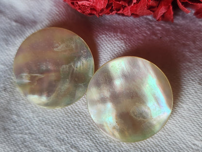 Collection duo boutons anciens en nacre mordoré 2,3 cm D11O