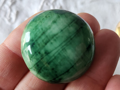 Collection bouton ancien Ceramique vert pied metal parurier 3,4 cm  G13o