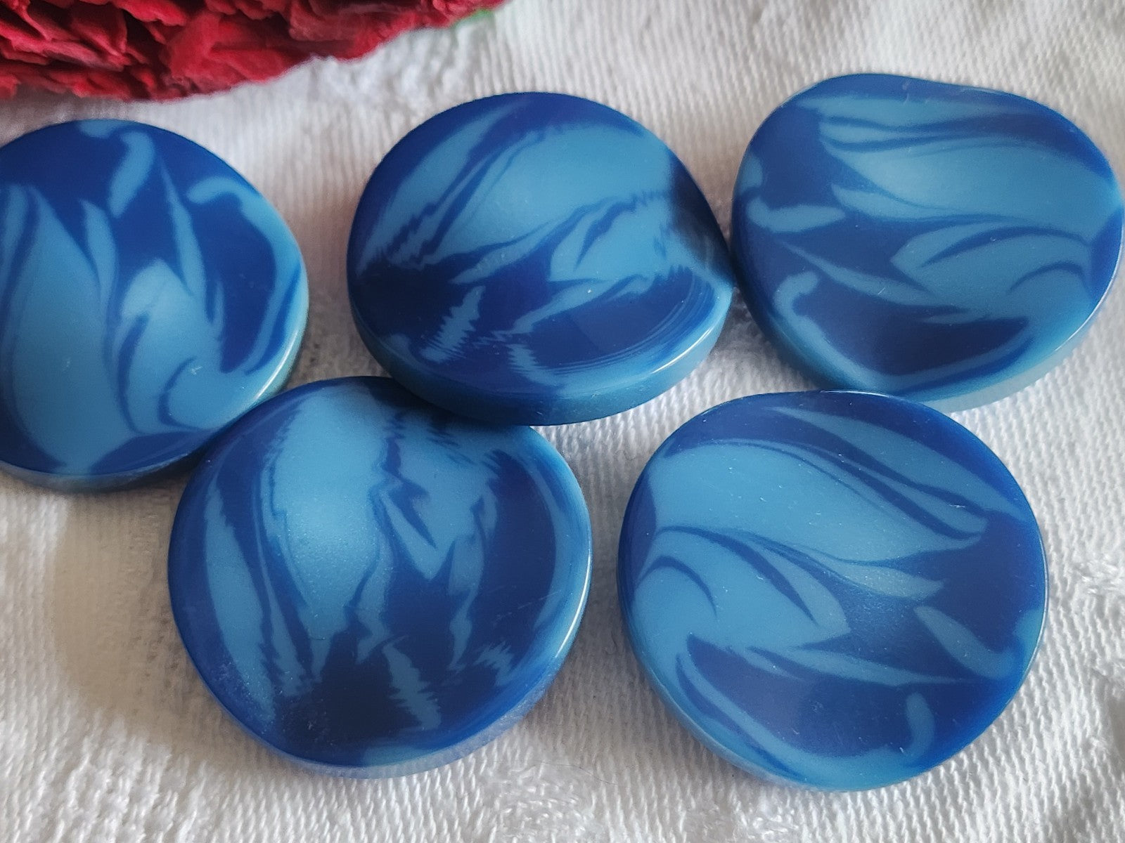 Lot 5  gros boutons vintage bleu vague  épais pied 2,8 cm ref 1536