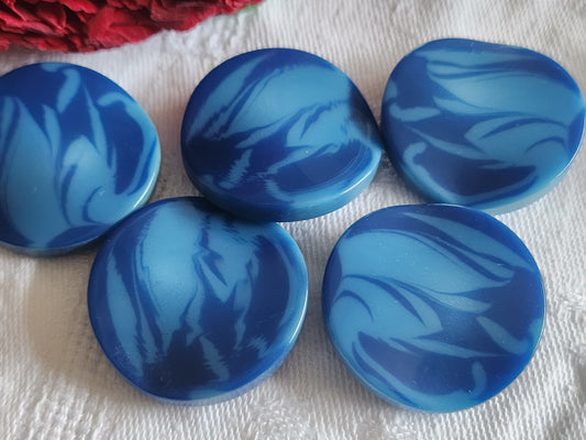 Lot 5  gros boutons vintage bleu vague  épais pied 2,8 cm ref 1536