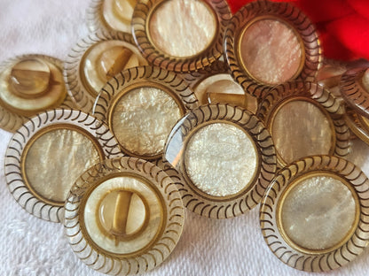 Lot 10 boutons vintage coeur satiné pourtour transparent  noir 1,7 cm ref 1603