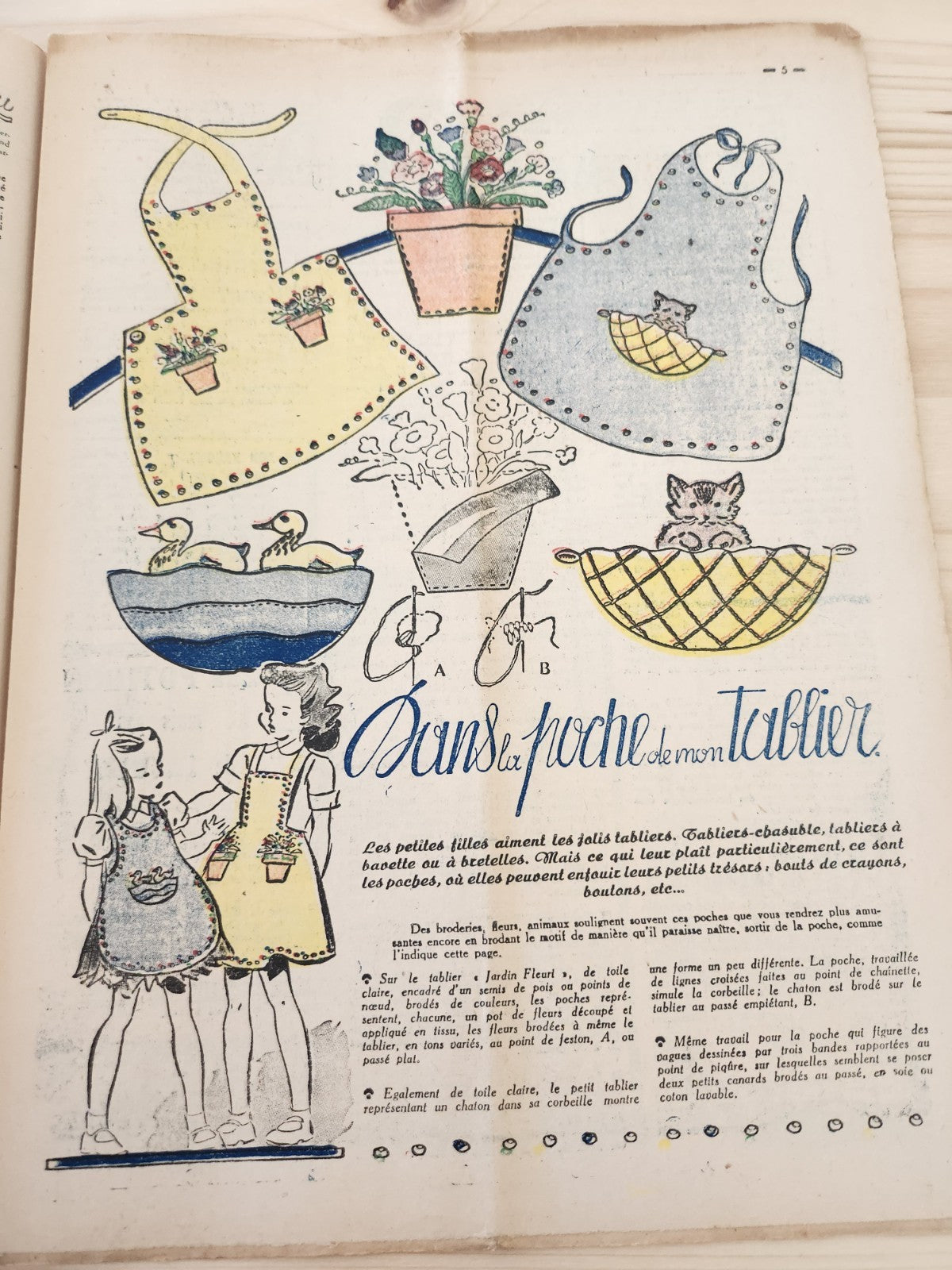 Le petit echo de la mode 1948 n°7  dans la poche de mon tablier chapeaux filles