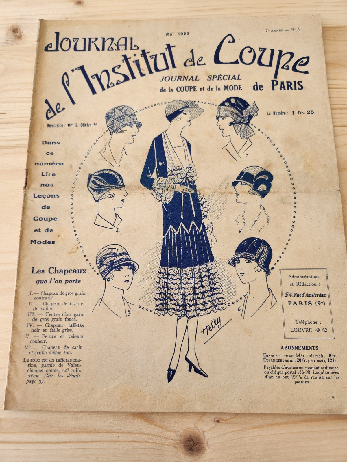 Journal de l'institut de coupe de paris année folle mode Mai 1926 patron