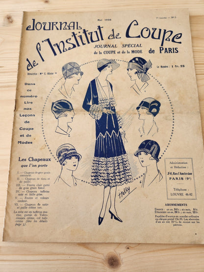 Journal de l'institut de coupe de paris année folle mode Mai 1926 patron