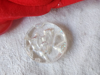 Bouton ancien en verre modoré 2,2 cm irisé vintage D12B