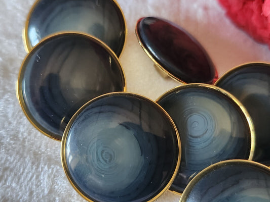 Lot 8 superbes boutons vintage bleu veiné à pied 2,3 cm  ref 974