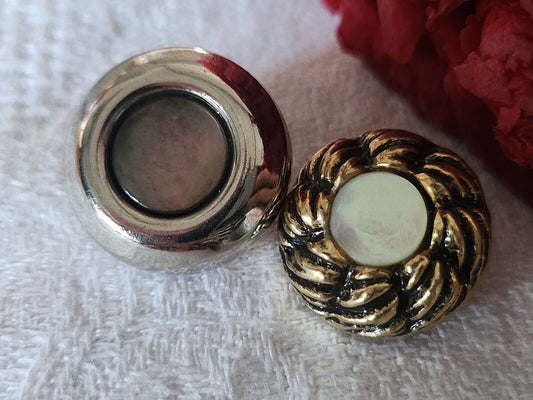 Duo boutons vintage coeur en nacre 1,8 cm et 2 cm collection G9G