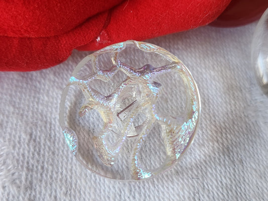 Bouton ancien en verre modoré 2,2 cm irisé vintage D12B