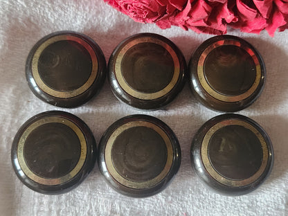 Lot 6 boutons vintage marron bombé pied 2,2 cm ref 4942