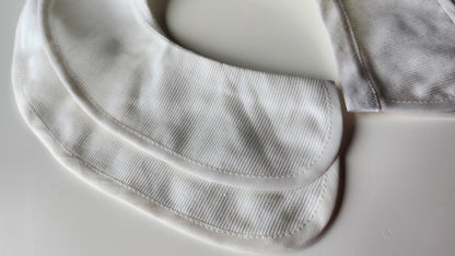 Col ancien vintage tissu tramé double vbvolant blanc B1-25