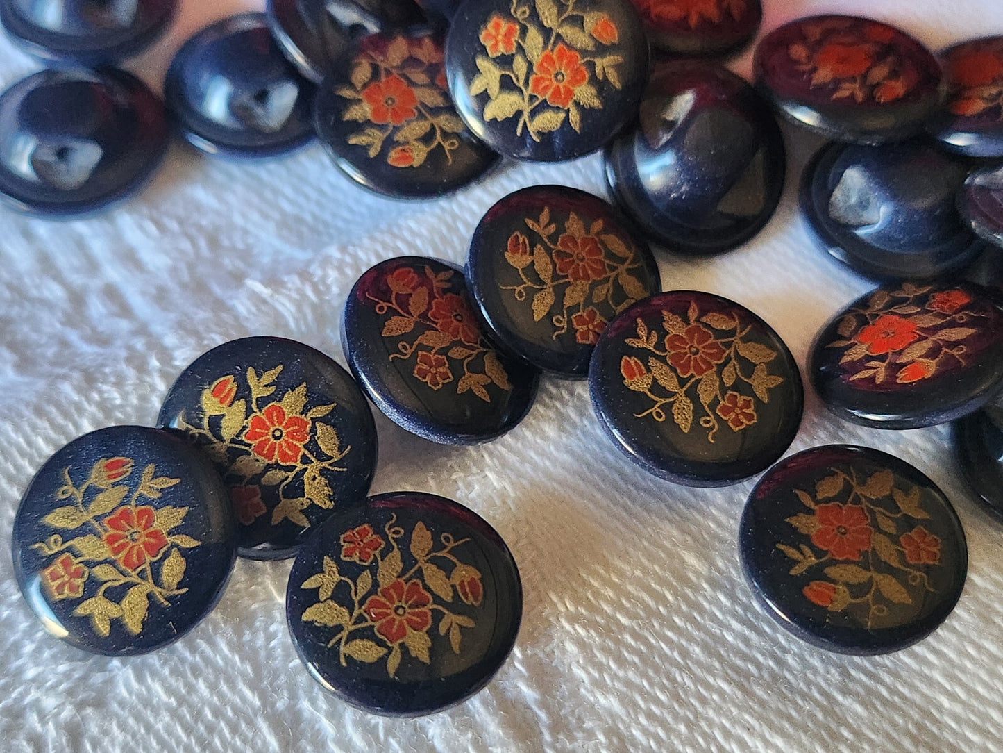Lot 12 mignons boutons vintage bleu  bouquet de fleur pied 1,2 cm ref 2873