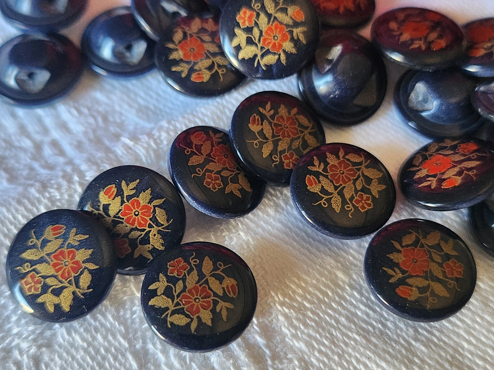 Lot 12 mignons boutons vintage bleu  bouquet de fleur pied 1,2 cm ref 2873
