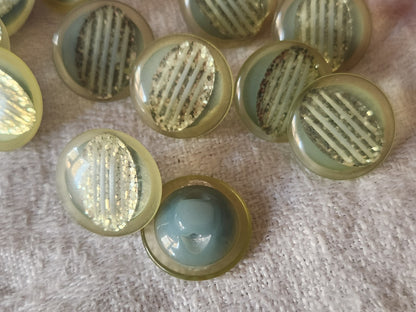 Lot 12 boutons vintage bleu paillette à pied 1,5 cm superbe ref 2914