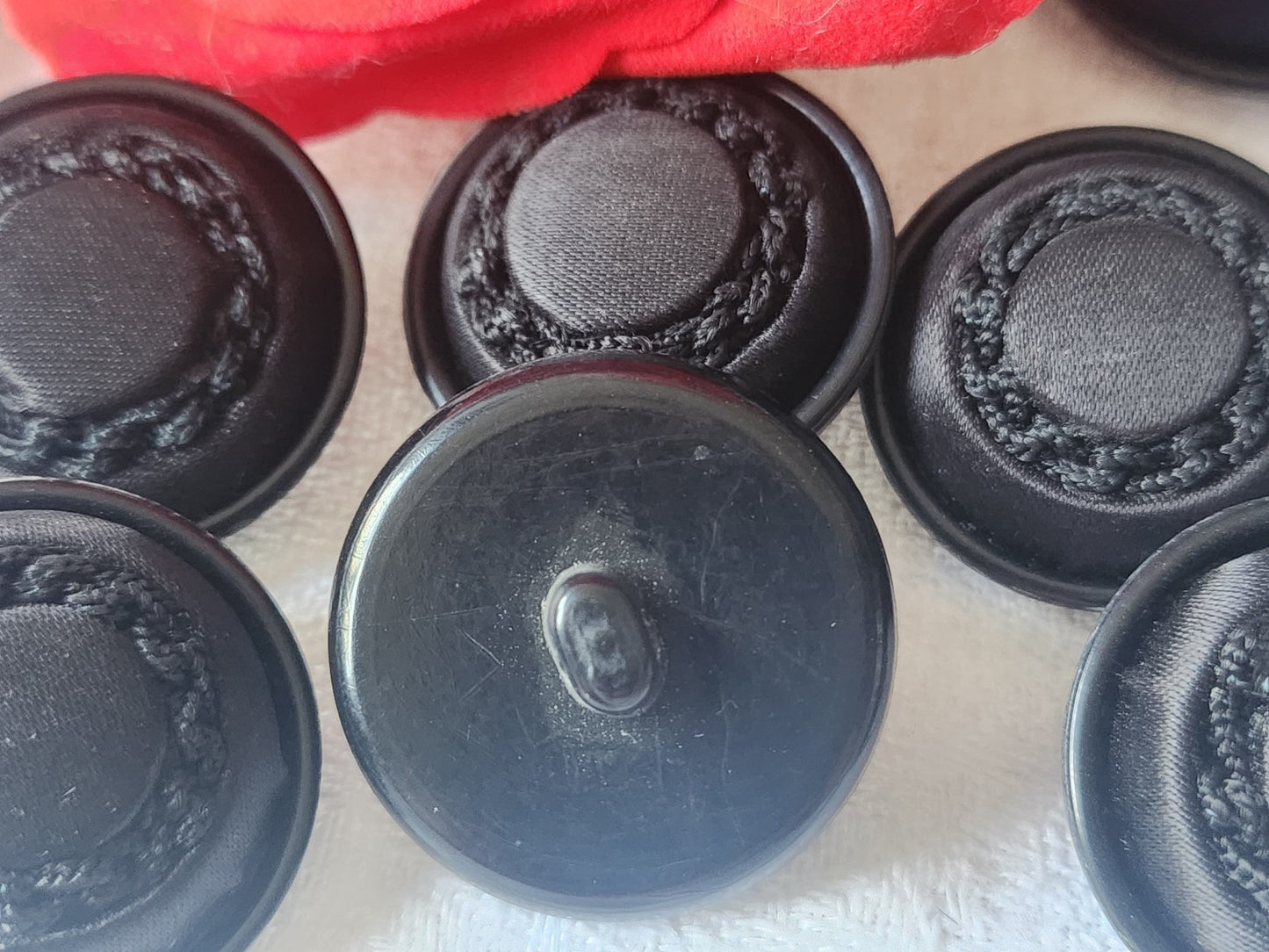 lot 6 boutons anciens vintage passementerie noir gros  2,7 cm  ref 6107