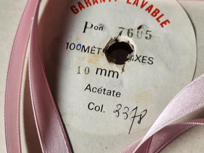 fin ruban ancien acétate rose 5 mètres sur 1 cm modiste mercerie B5 n°17