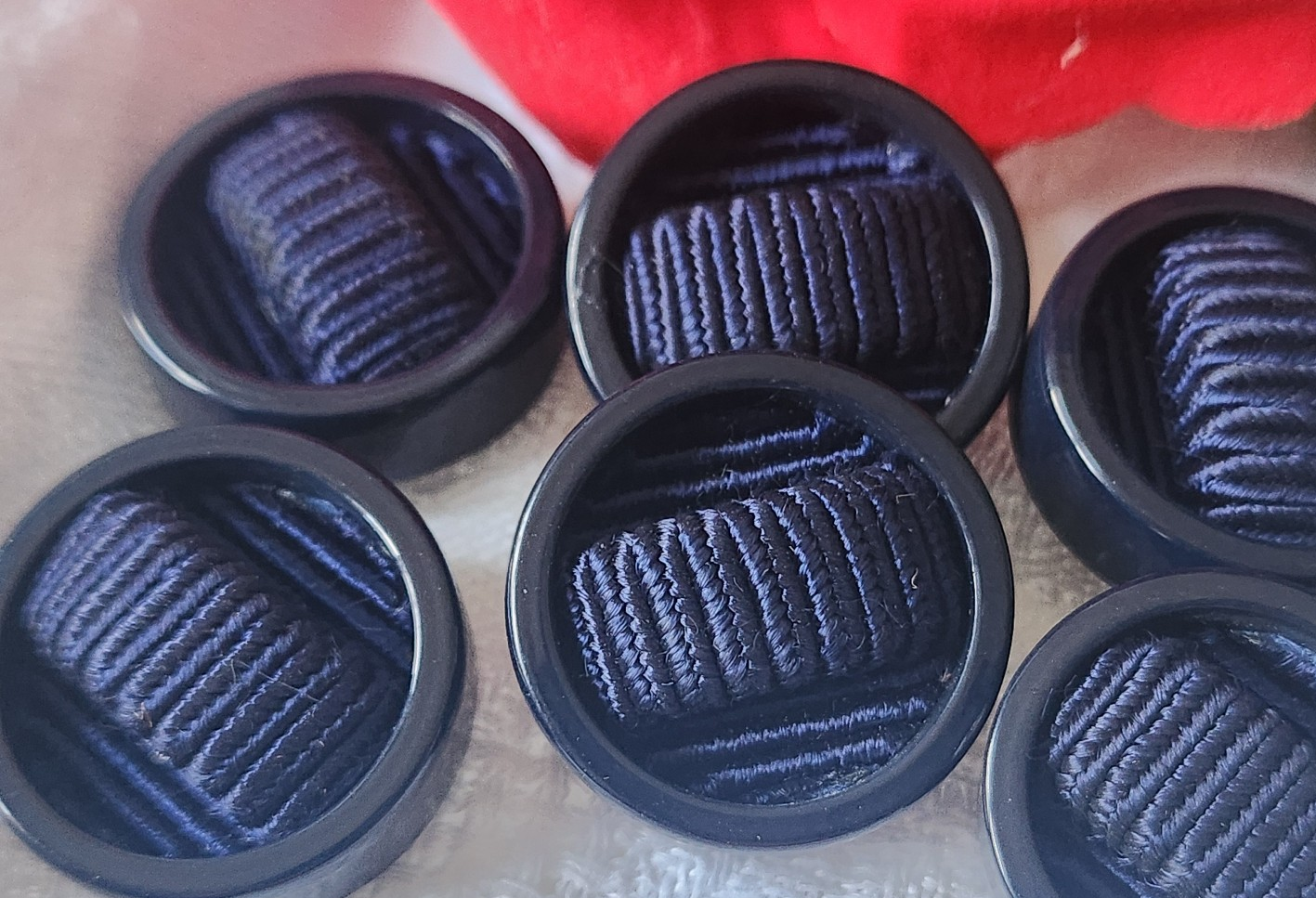 lot 6 boutons anciens vintage passementerie bleu pied 2,3 cm ref  3868 **