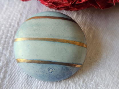 Gros bouton vintage céramique parurier collection 2,7 cm pied bleu G14I