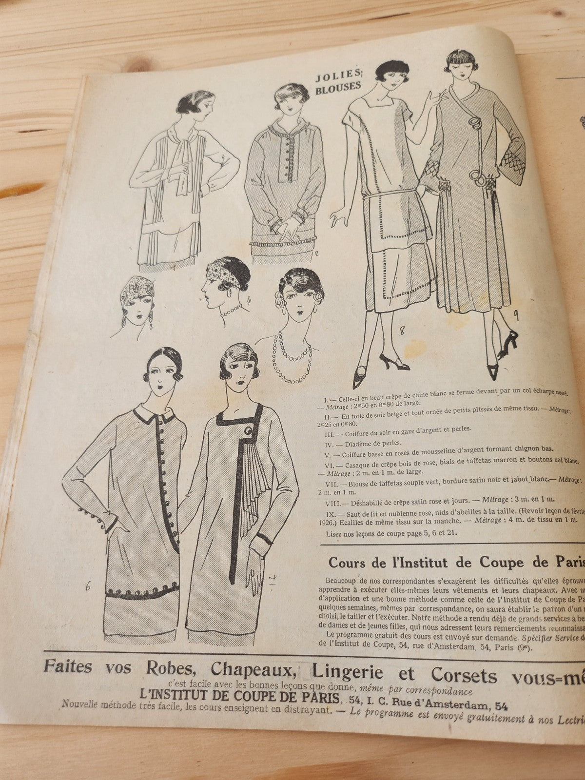 Journal de l'institut de coupe de paris année folle mode Mai 1926 patron