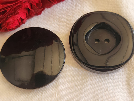 Duo gros boutons vintage noir lumineux 3,5 cm ref 863