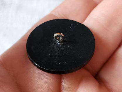 Collection bouton ancien en métal noir pied laiton 3  cm G17H