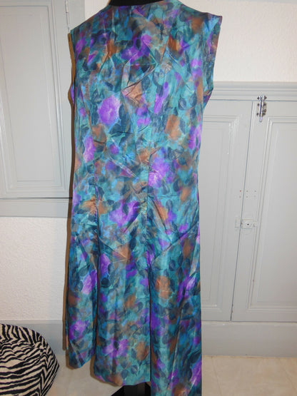 Pur vintage ancienne robe sans doublure vert violet T44/46 ? ref PORT