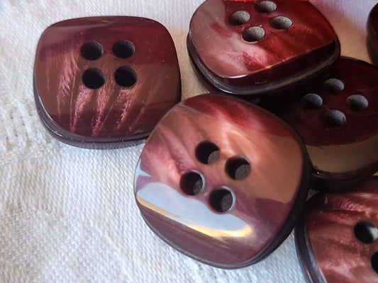 Lot 6 gros boutons vintage rouge scintillant épais  2,5 cm ref 2515