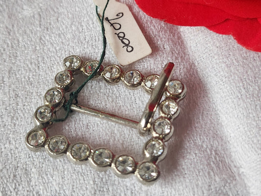 Boucle de ceinture ancienne vintage metal strass avec étiquette