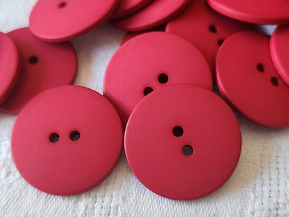 Lot 12 gros boutons vintage  rouge mat 2,5 cm trous ref 703