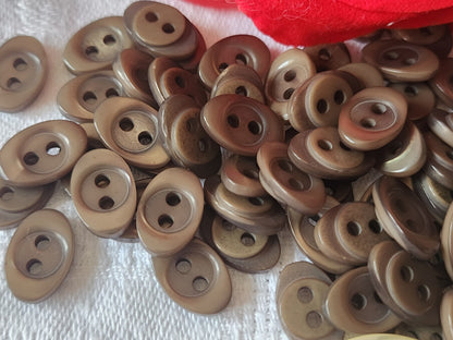 Lot 40 boutons vintage vert ovale trou 0,8 sur 1,3 cm ref 1525