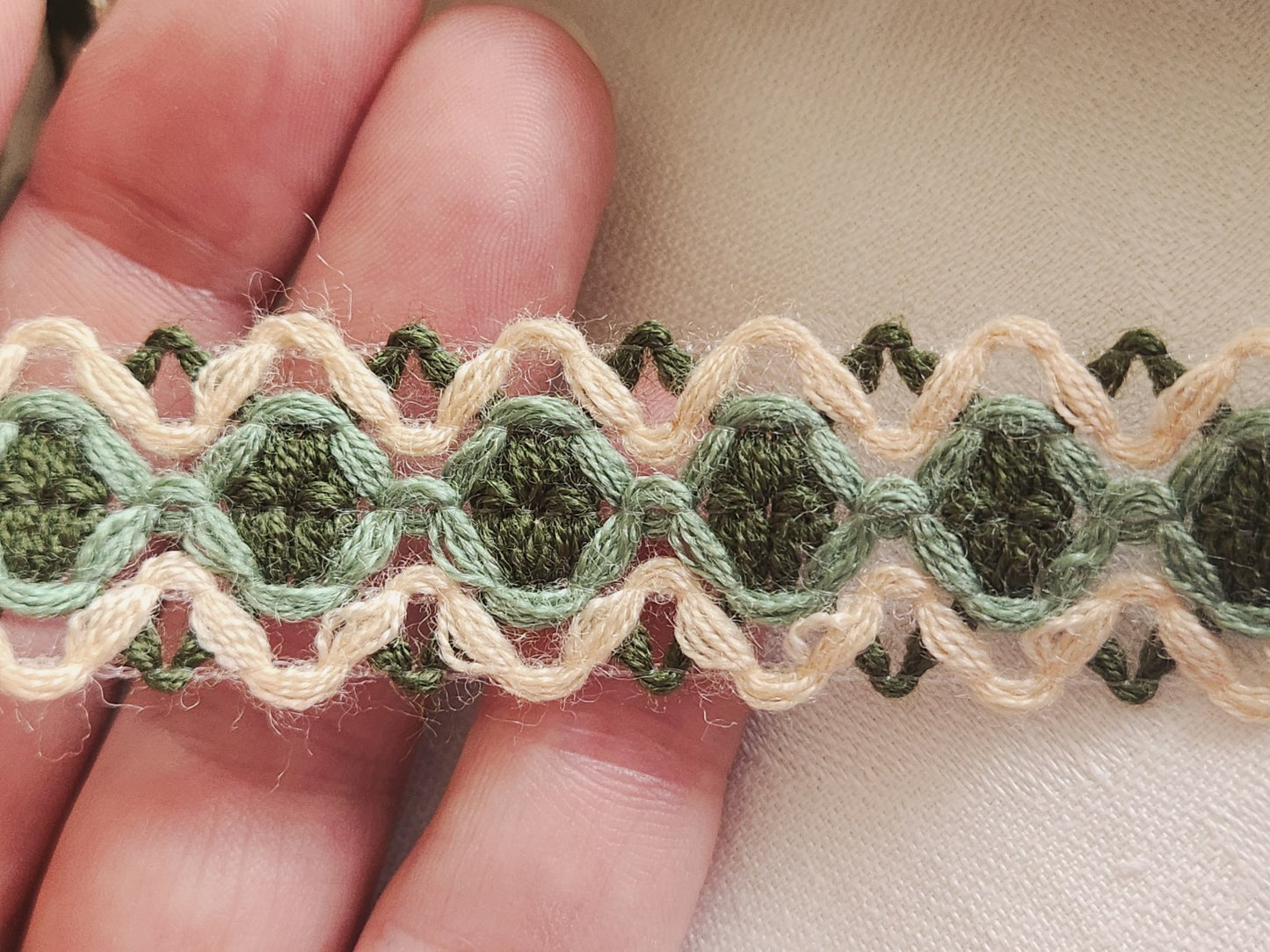 Galon vintage vert beige 2 m 20 sur 2,4 cm A5