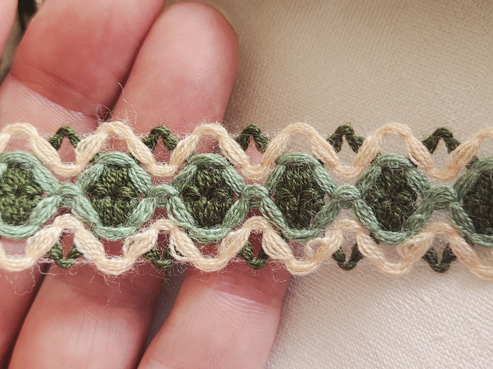 Galon vintage vert beige 2 m 20 sur 2,4 cm A5