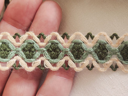 Galon vintage vert beige 2 m 20 sur 2,4 cm A5