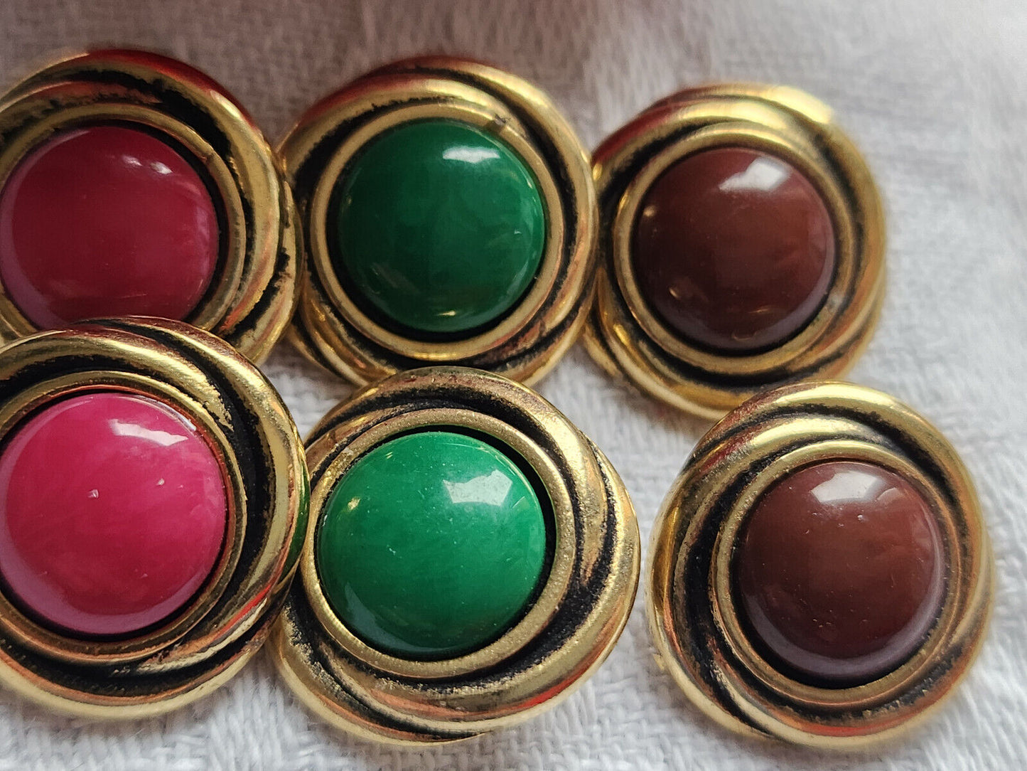 Lot 6 boutons vintage en métal coeur couleur  panaché  1,7 cm ref 5825