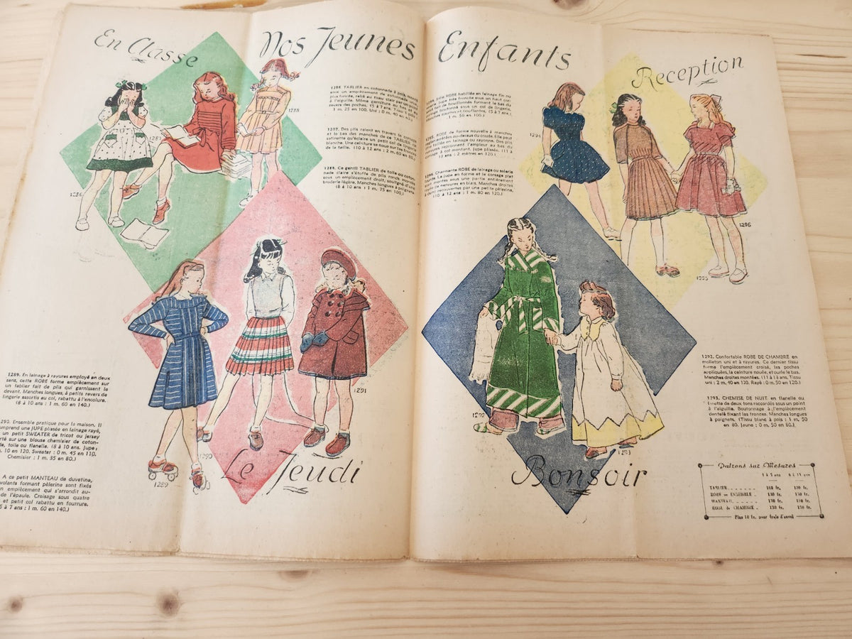 Le petit echo de la mode 1948 n°7  dans la poche de mon tablier chapeaux filles
