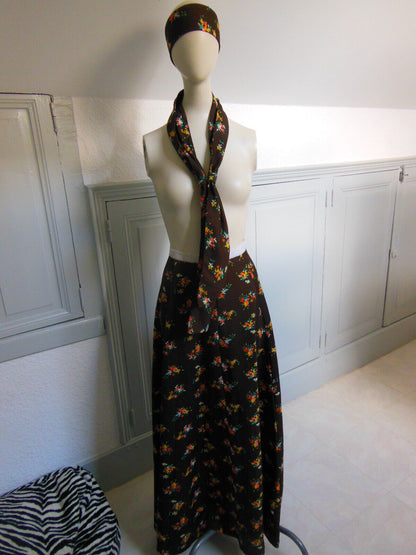 Pur vintage longue jupe bandeau cravate ancien taille 36/38 à remanier B4
