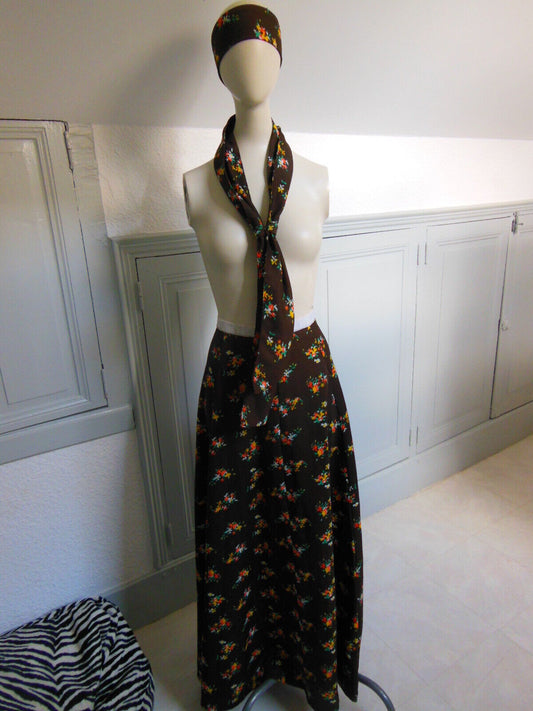 Pur vintage longue jupe bandeau cravate ancien taille 36/38 à remanier B4
