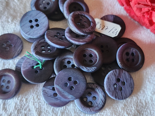 Lot 25 boutons vintage panaché deux series bleu violet 1,5 cm ref 5596