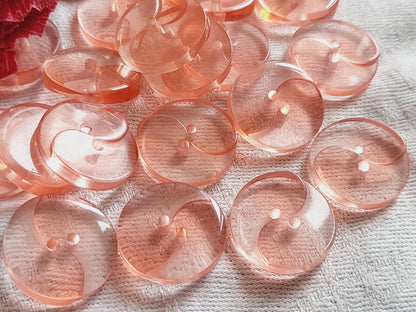 Lot 17 boutons vintage transparent rose deux tons relief trous 1,8 cm ref 4626