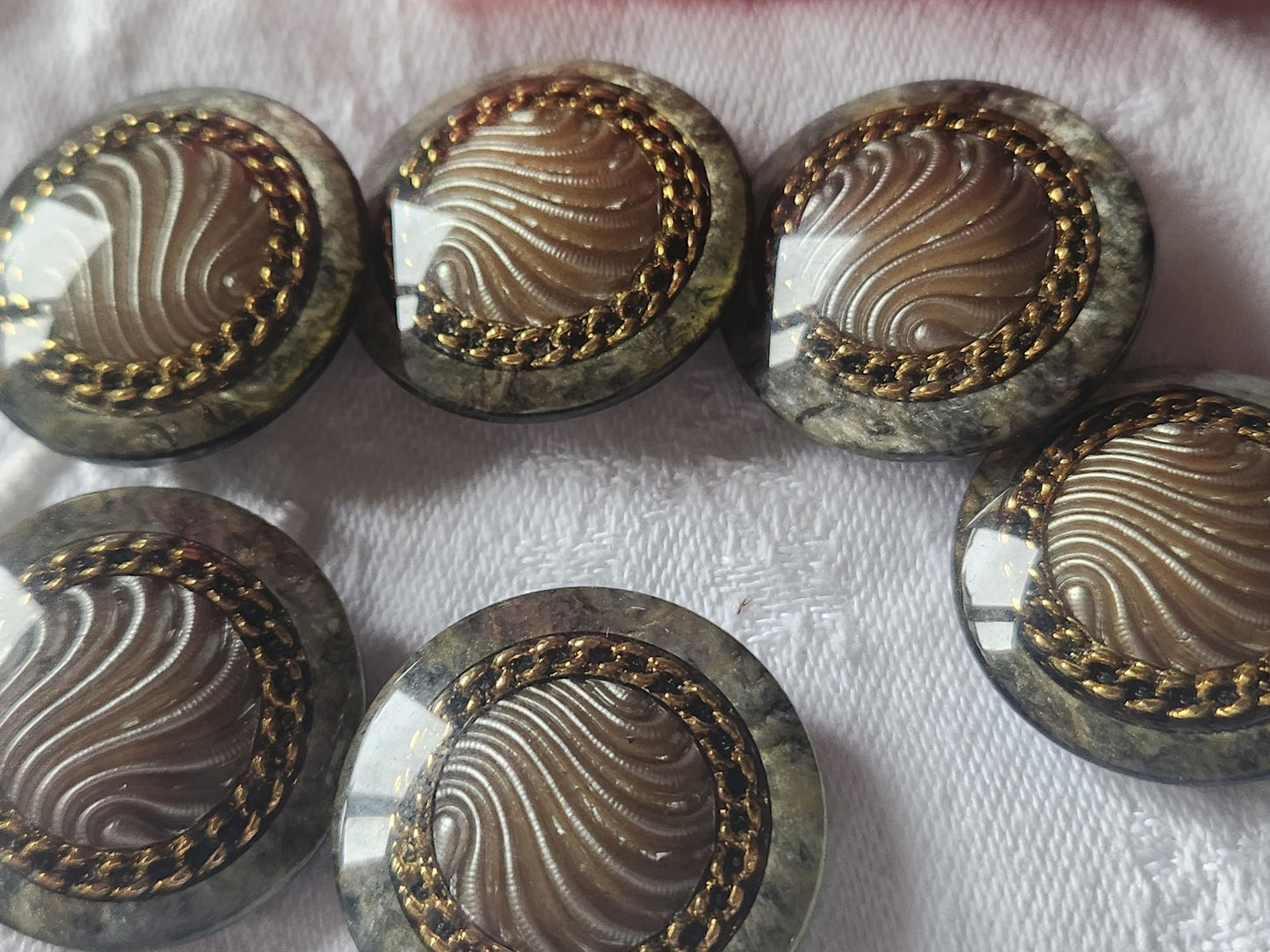 Lot 5 gros boutons vintage gris inclusion  pied 2,7 cm manteaux lourd ref 3533
