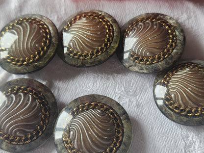 Lot 5 gros boutons vintage gris inclusion  pied 2,7 cm manteaux lourd ref 3533