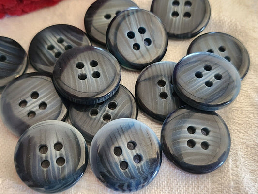 Lot 12 boutons vintage camaïeu bleu trous 1,8 cm ref 3047