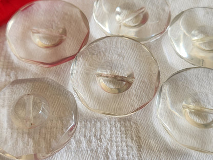 Lot 6 gros boutons vintage transparent style plexis épais 3 cm ref 2773