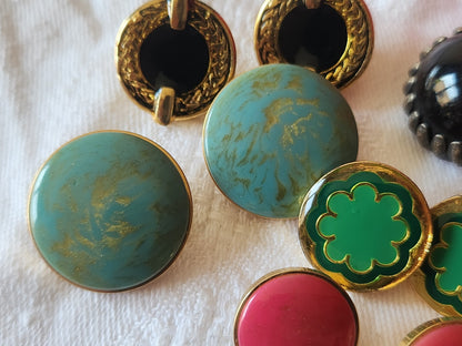 Lot 10 boutons vintage en métal  duo panaché 1,6 à 2,2 cm ref 6053