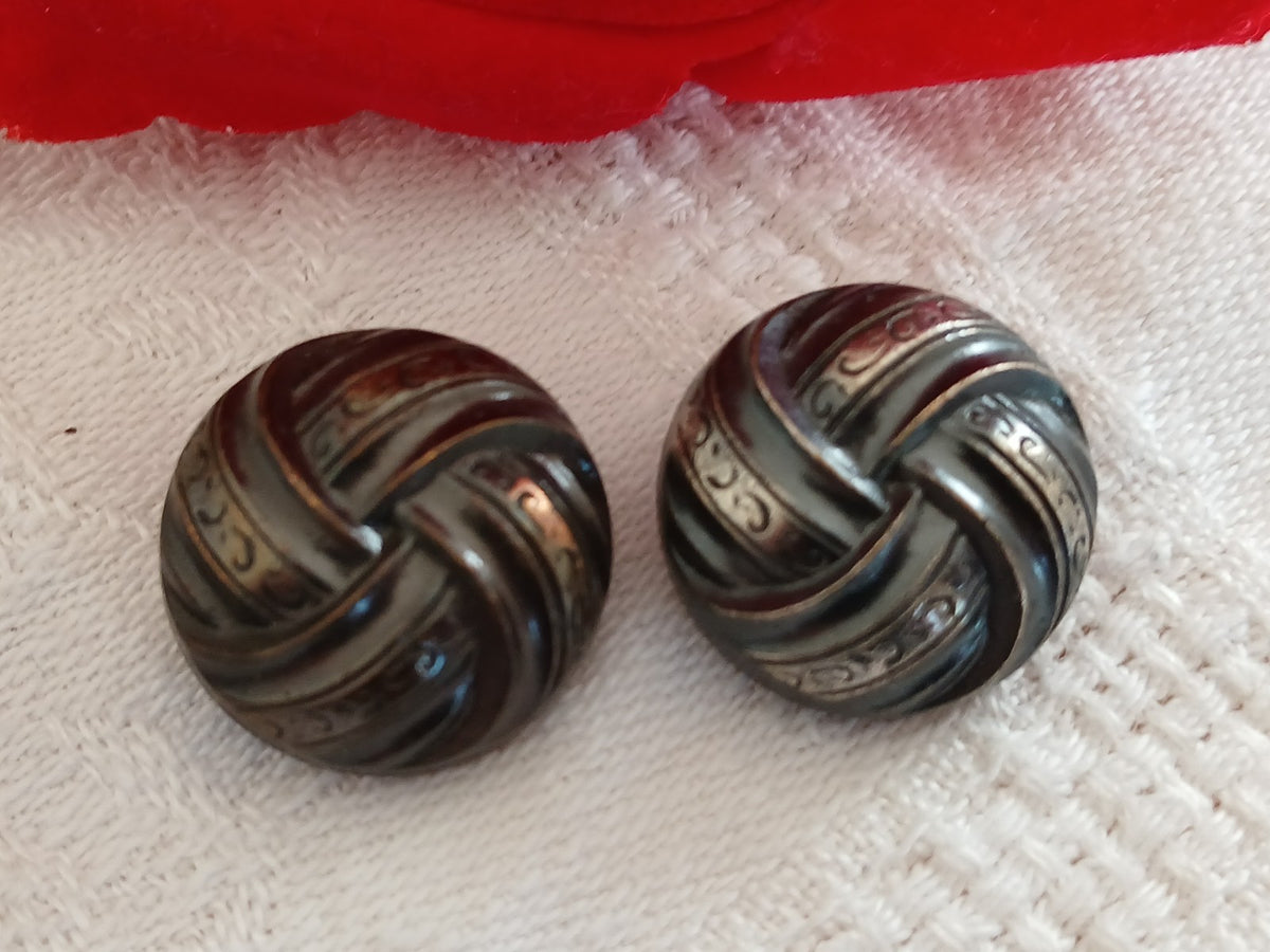 Duo boutons vintage en métal argenté et cuivré ancien 18 mm 1,8 cm D16F