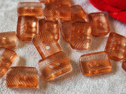Lot 16 boutons vintage  orange rectangle trous 1,1 sur 1,5 cm ref 461